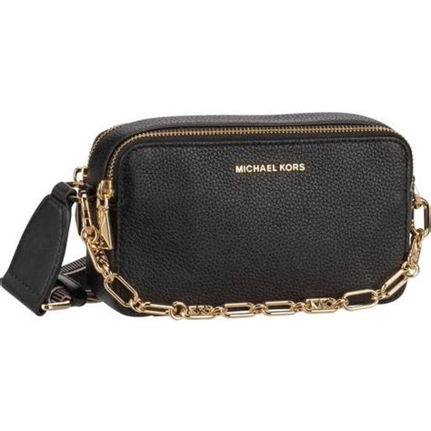 michael kors jet set zwarte leren crossbody tas